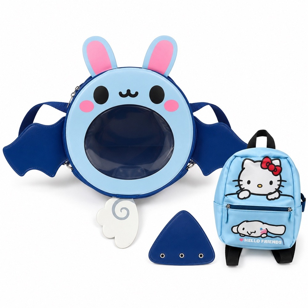 Stami Studios Blue Bunny Bat Ita Bag Convertible Backpack Crossbody Kawaii